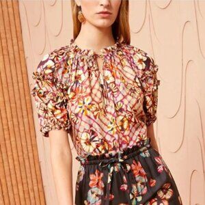 Nwot ULLA JOHNSON Annabella Silk Blouse Top in Pansy XS $420